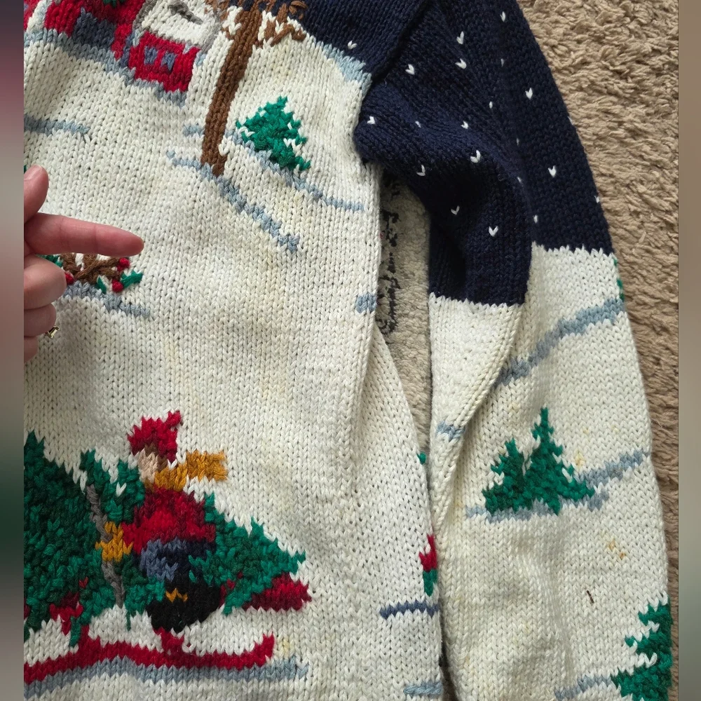 Vintage 90s Northern Isles Hand Knit Christmas Sweater Womens XL Ramie Cotton - Picture 14 of 14